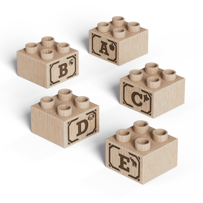timber-brands-themed-set-abc-bricks-wood-plus A-E