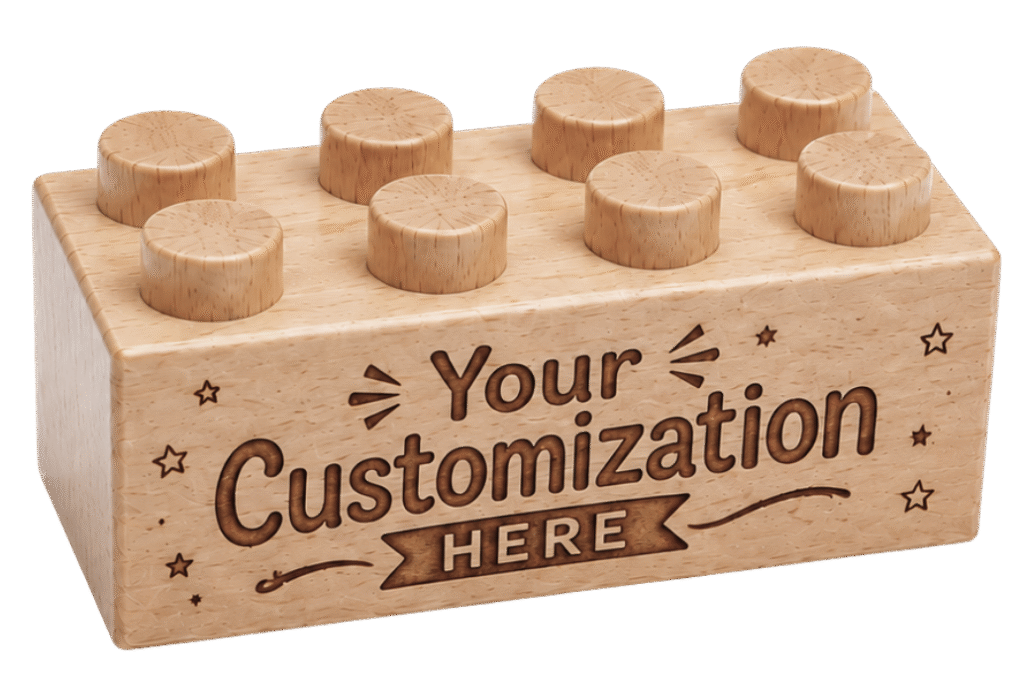 Standard 2×4 with example engraving — personalize with your own text or artwork