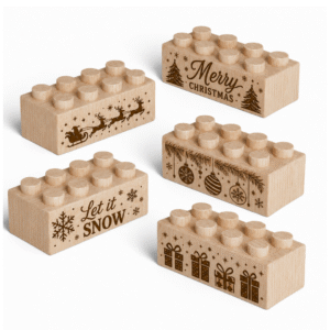 Engraved 2×4 Wood Brick Set Christmas Wonder - Standard Size (5 Bricks)