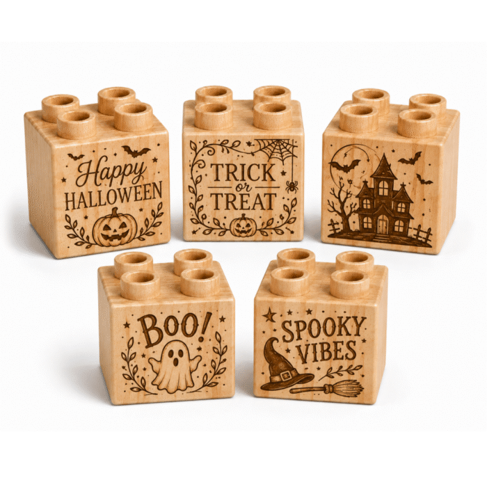 Wood Brick Set Halloween Spooky Wood Brick Set Halloween Spooky