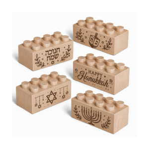 Engraved 2×4 Wood Brick Set Hanukkah Heritage - Standard Size (100 Bricks)