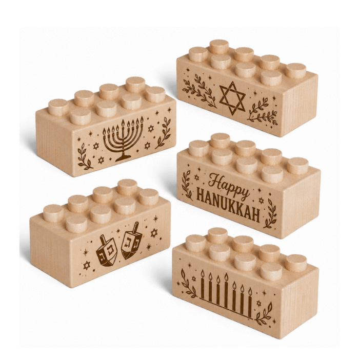 Wood Brick Set Hanukkah Menorah – Standard Size