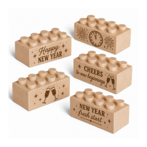 Engraved 2×4 Wood Brick Set New Year Classic - Standard Size (25 Bricks)