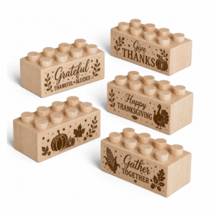 Engraved 2×4 Wood Brick Set Thanksgiving Gather - Standard Size (5 Bricks)