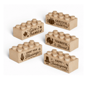 Engraved 2×4 Wood Brick Set Thanksgiving Gratitude - Standard Size (5 Bricks)