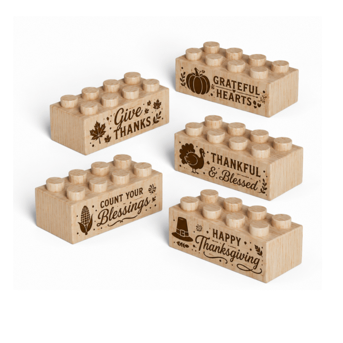 Wood Brick Set Thanksgiving Gratitude – Standard Size Wood Brick Set Thanksgiving Gratitude – Standard Size