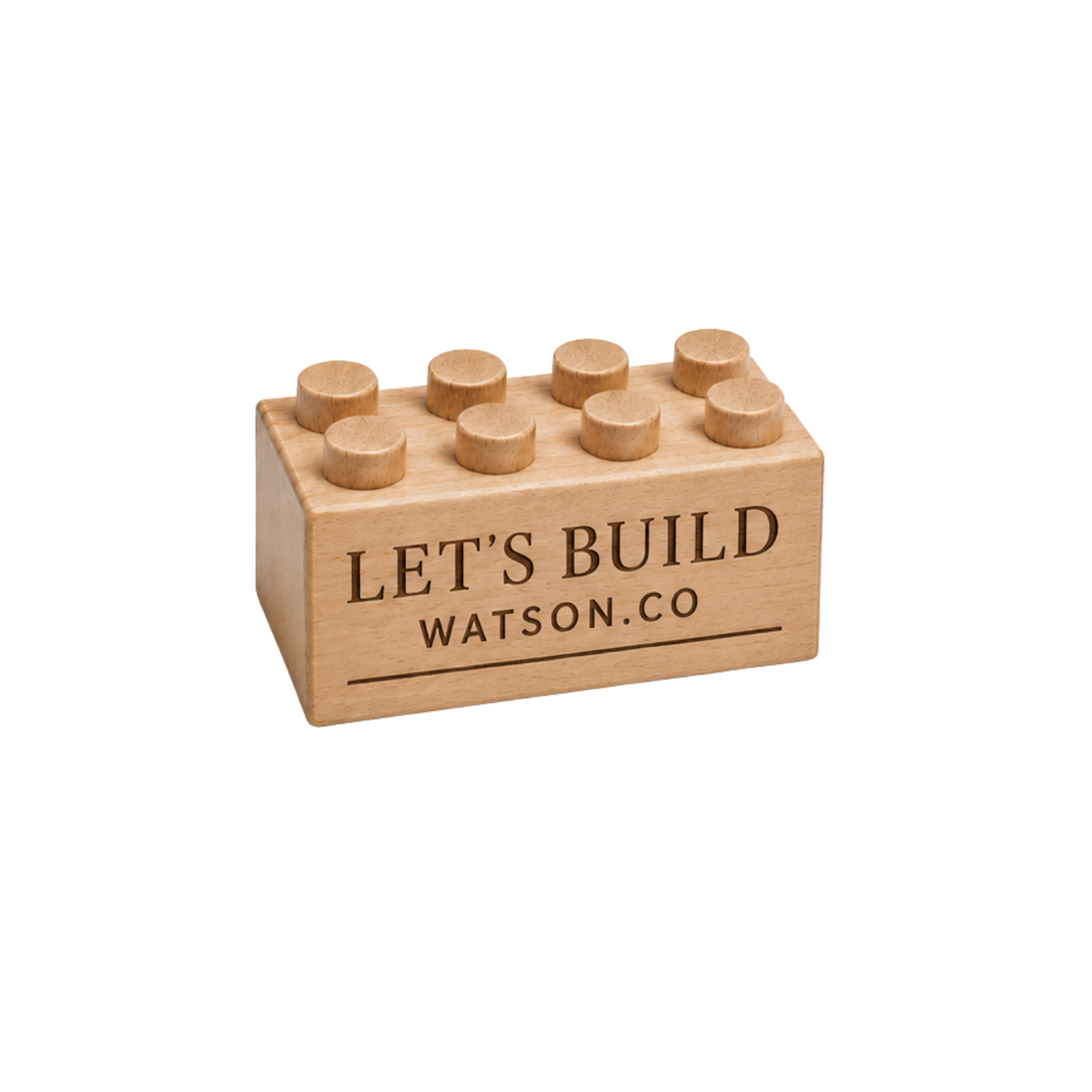 Example of a name engraved on a wooden brick