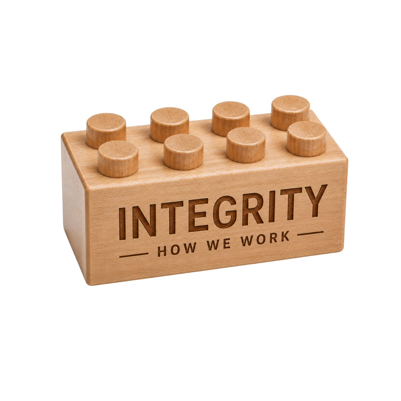 Coordinating engraved wooden brick idea for a team