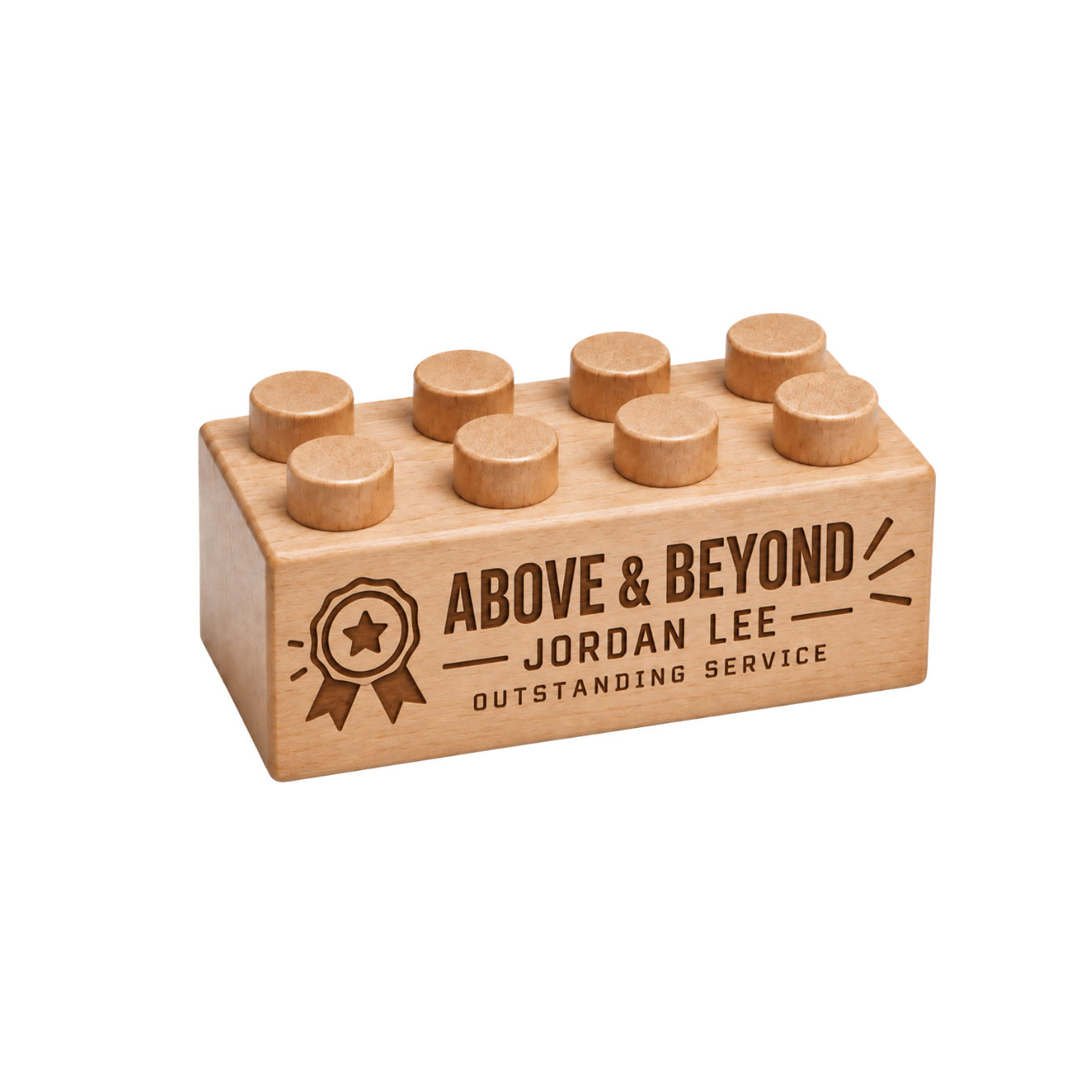 Personalized wooden appreciation brick engraved with You Make a Difference, an employee name, and a thank-you message.